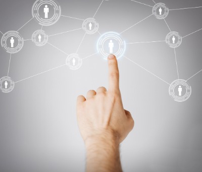 Finger pointing to data on screen/identity theft
