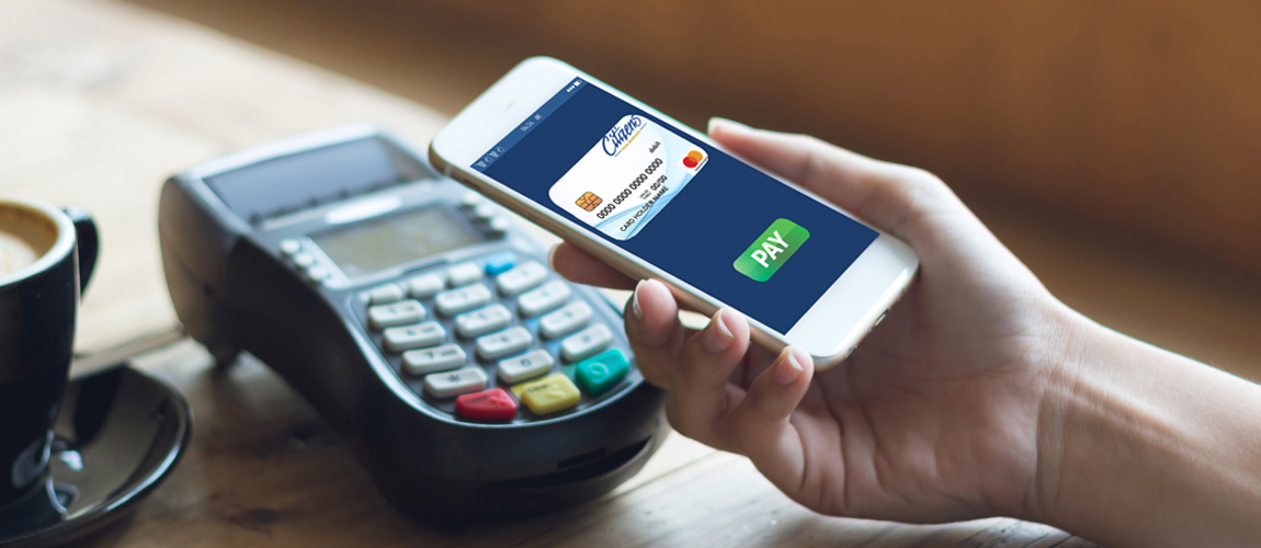 Mobile wallet with Citizens Debit Card uploaded into it