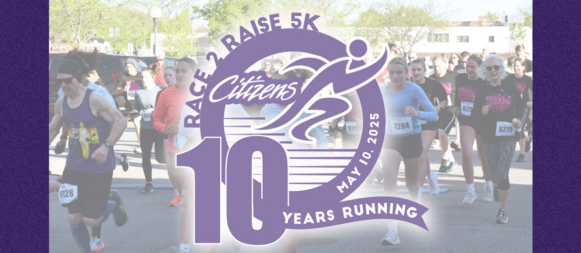 Race 2 Raise 5K logo with runners behind it