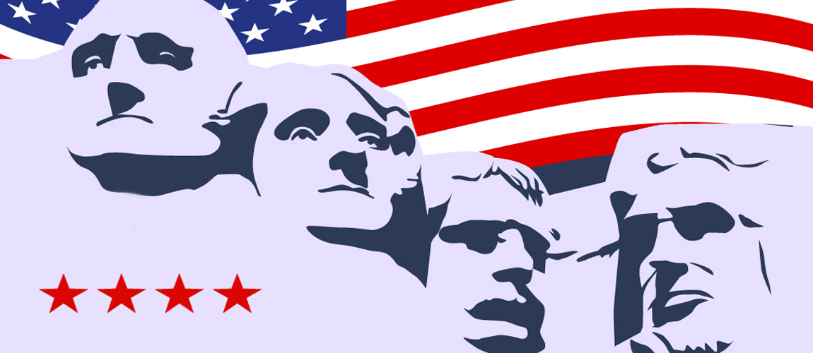 Mt Rushmore and flag