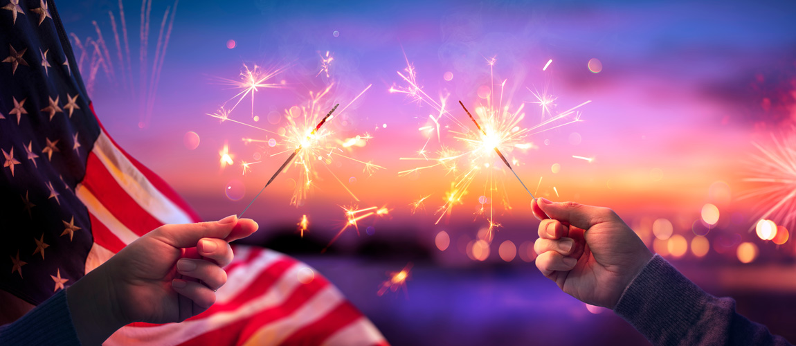 American flag and sparklers