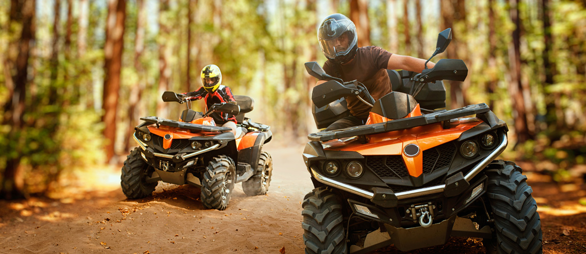 ATV's on wooded trail