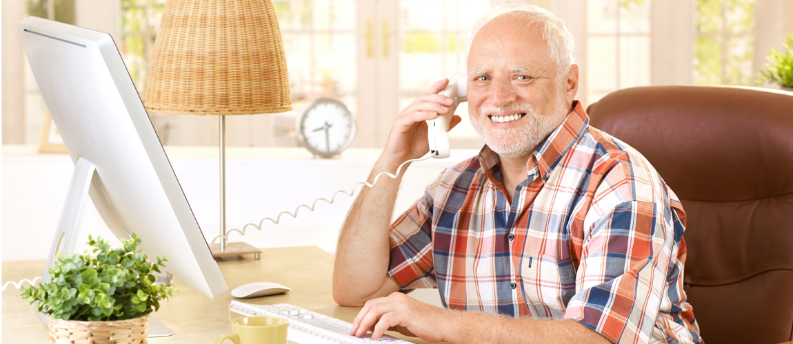 Man speaking on telephone